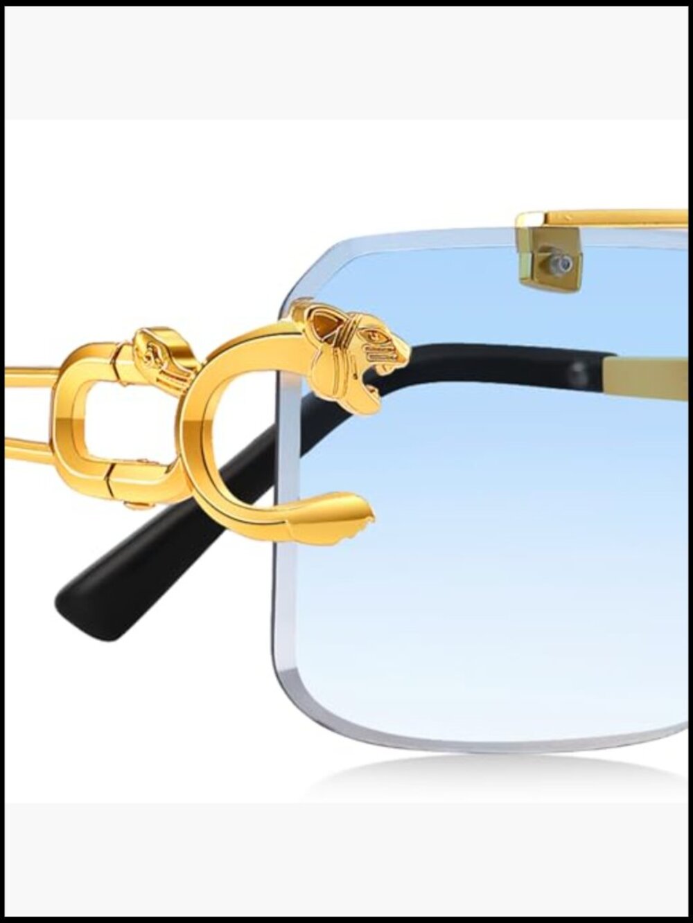 Metal Frameless Rectangle Sunglasses UV400 Protection Adjustable Fit - Picture 5 of 7
